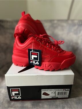 Fila Disruptor II Premium Red Chunky Sneakers